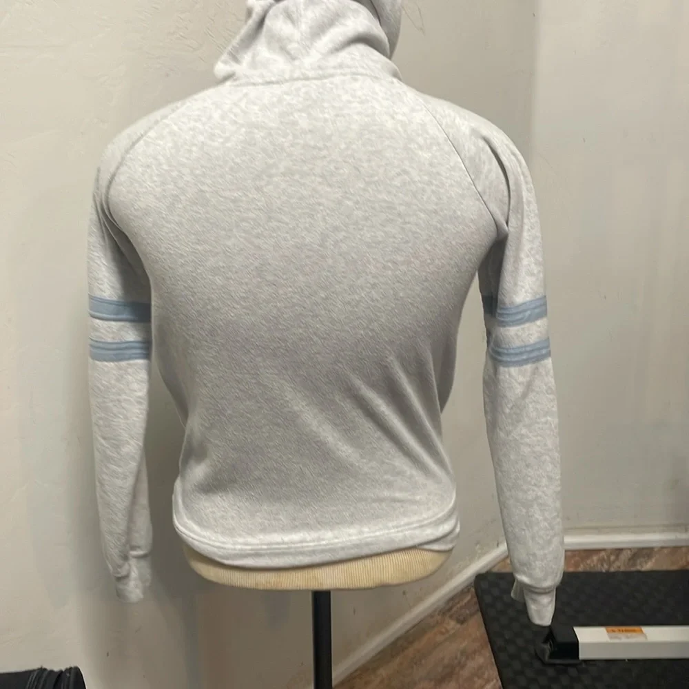light gray hoodie with rainbow heart size small